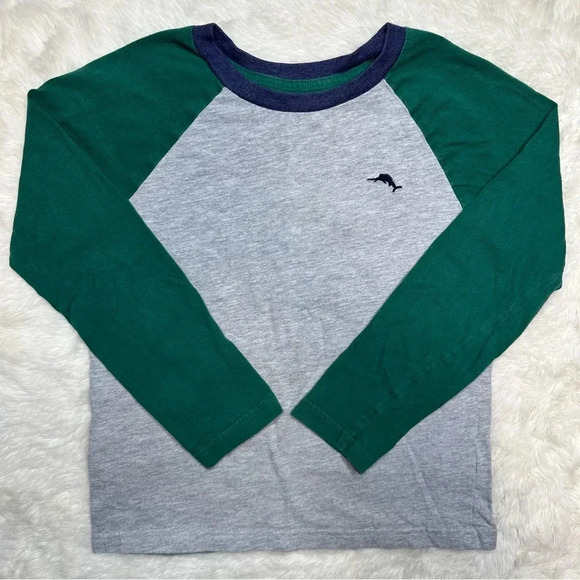 Tommy Bahama Long Sleeved Raglan Shirt Grey & Green Size 6 - Picture 1 of 16